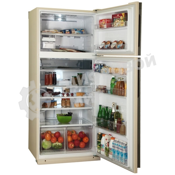 Холодильник Sharp SJ-XE59PMBE бежевый двухкамерный 430/148л морозилка сверху, No Frost