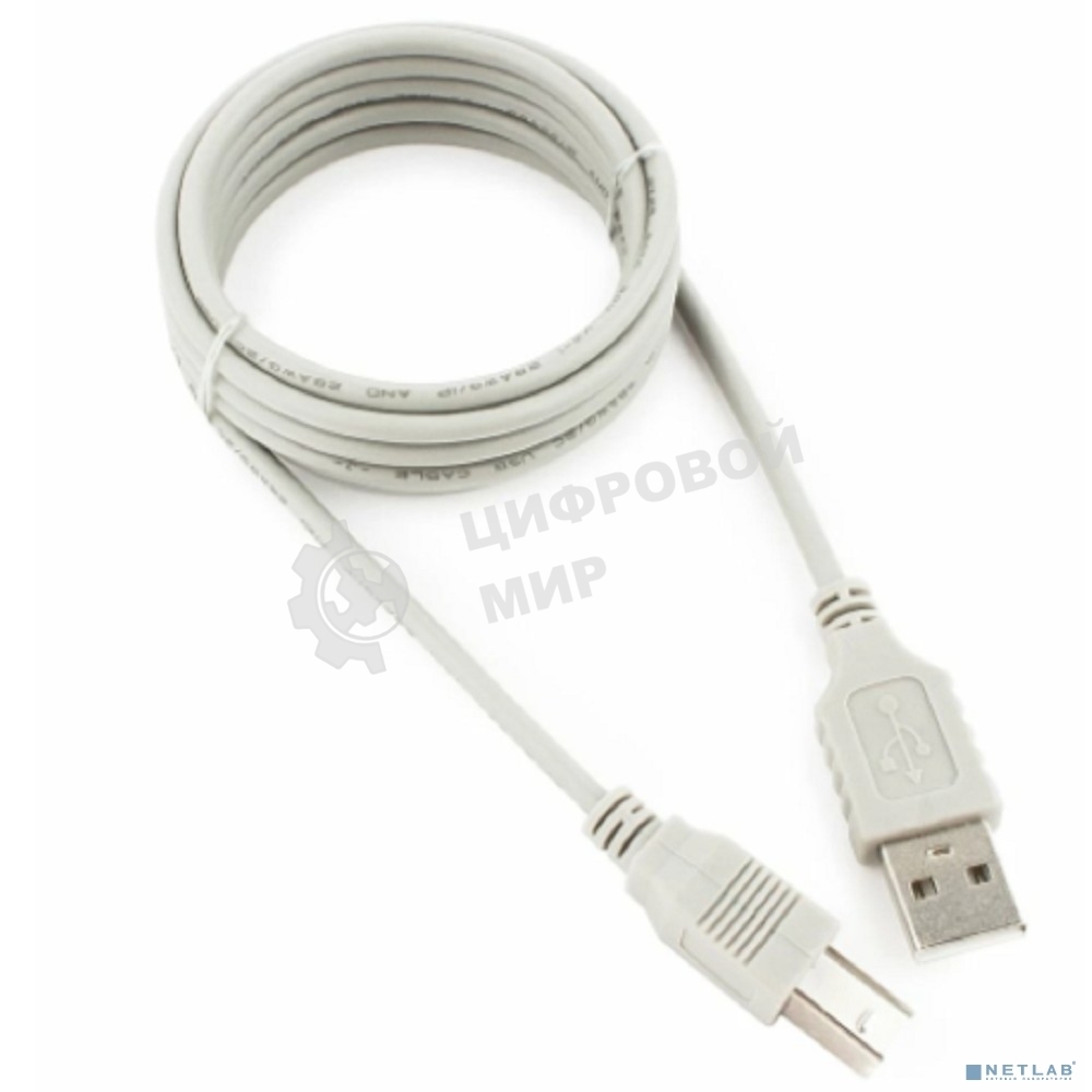 Кабель USB2.0 Cablexpert CC-USB2-AMBM-6-N, AM/BM, медь, 1.8м, серый, пакет