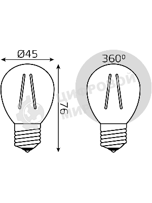 Лампа светодиодная филаментная Gauss Filament 8Вт цок.: E27 шар св. свеч. бел. нейт. (упак.: 10 шт)