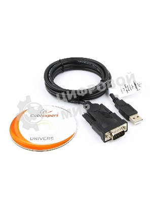 Конвертер USB->SERIAL Cablexpert UAS-DB9M-02 AM/DB9M, 1,5 м, PL2303TA, WinXP-Win8, черный, пакет