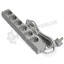 Удлинитель ExeGate ECE-6-3G (EX285832RUS), серый, 3 м, евровилка с заземлением, 6 евророзеток с заземлением, 2200 Вт