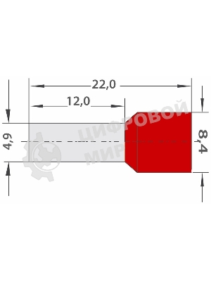 Наконечник штыревой втулочный изолированный Rexant F-12 мм 10 мм² (НШВи 10-12) красный