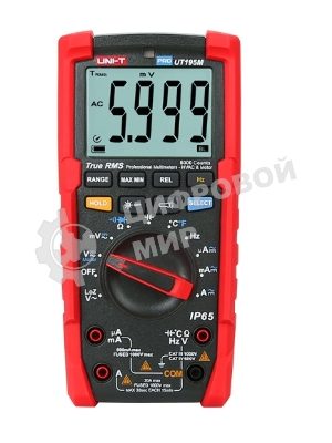 Профессиональный мультиметр UNI-T UT195M Напряжение постоянного/переменного тока (1000 В); постоянный/переменный ток (20А); Сопротивление (60 МОм); Емкость (60 мФ); Частота (40 МГц); Температура (1000 ℃)