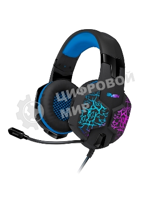 Гарнитура проводная SVEN AP-U980MV, черный-синий (USB, LED, 7.1, 2.2m)