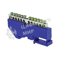 Шина нулевая N 6х9 12 отвер. никель син. изолятор на DIN-рейку PROxima EKF sn1-63-12-d