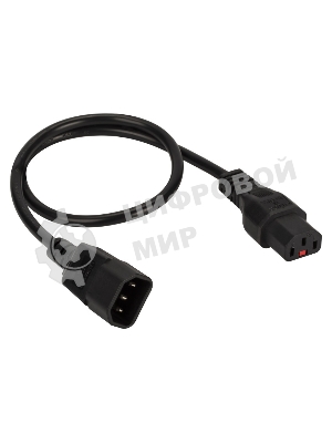 Шнур питания Lanmaster с блокировкой C13-C14, 3х0.75, 220В, 10А, черный, 1 метр