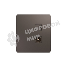 Розетка телевизионная Kranz ROUND компьютерная RJ45 кат6 + TV с/у титан