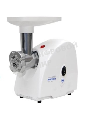 Мясорубка электрическая Аксион М31.01 белый, 1500 Вт, 1.7 кг/мин, реверс, защита от перегрузки, насадки - 4