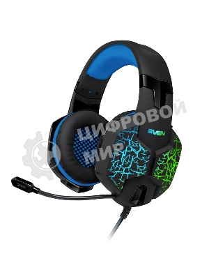 Гарнитура проводная SVEN AP-U980MV, черный-синий (USB, LED, 7.1, 2.2m)