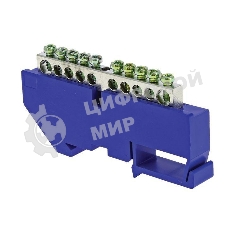 Шина нулевая N 6х9 10 отвер. никель син. изолятор на DIN-рейку PROxima EKF sn1-63-10-d