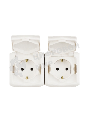 Розетка Legrand 2-м ОП Quteo 16А с защитной крышкой, защитные шторки, с заземлением IP44 белая Leg 782323