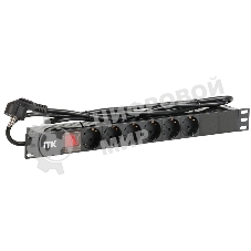 Блок ITK PDU 6 роз. нем.ст. с выкл 1U каб. 2м вилка нем.ст ПВХ чер