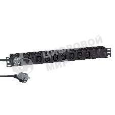 Блок розеток горизонтальный ExeGate ServerPro PDU-19H809 Al-8C13-EU2.5, 19