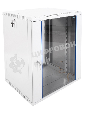 Шкаф телекомм. настенный разборный 15U (600х520) дверь стекло, черный