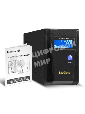 Источник бесперебойного питания (инвертор, синус, для котла) ExeGate SineTower SN-600.LCD.AVR.2SH 600VA/360W, чистая синусоида, LCD дисплей, AVR, 2*Schuko, линейно-интерактивный, черный