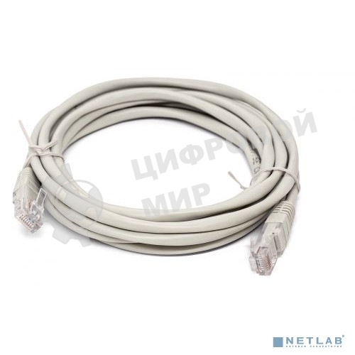 Кабель патч-корд, Filum FL-U6-3M U/UTP 6 cat. 3м, 26AWG(7x0.16 мм), омедненный алюминий (CCA), PVC, серый