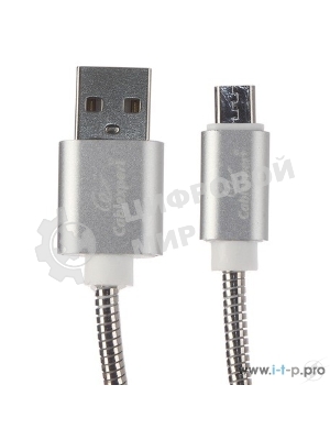 Кабель USB2.0 Cablexpert CC-G-mUSB02S-0.5M, AM/microB, серия Gold, длина 0.5м, серебро, блистер
