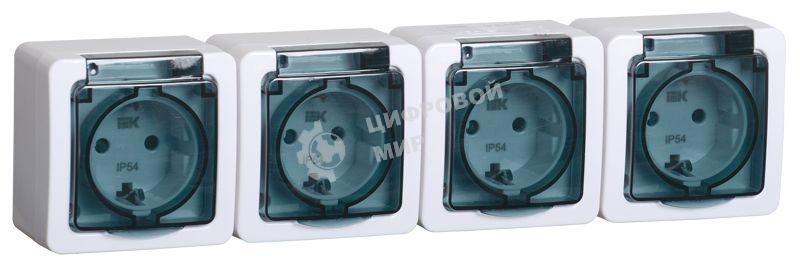 Розетка IEK ERMP42-K03-16-54-EC РСб24-3-ГПБд роз 4м с з/к о/у IP54 (дымчатый) ГЕРМЕС PLUS