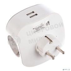 Сетевой разветвитель ЭРА SP-3e-USB-2A, белый