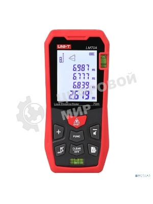 Лазерный дальномер UNI-T LM70A Диапазон расстояний (70 м); Тип дисплея (ЖК); Единицы измерения (м/фут/дюйм); Основа измерения (спереди/сзади);