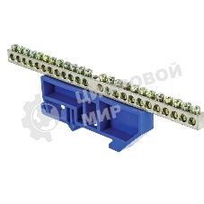 Шина нулевая N 6х9 24 отвер. никель син. изолятор на DIN-рейку PROxima EKF sn1-63-24-d