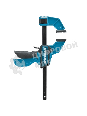 Струбцина реечная Gross быстрозажимная, пистолетного типа, пошаг. механизм, пластиковый корпус,150 мм