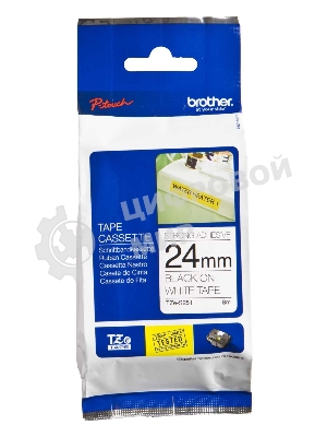 Наклейка ламинированная повышенной адгезии Brother TZe-S251 (24 мм черн/бел)