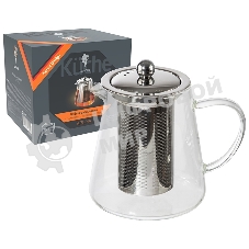 Чайник заварочный AROMA, объем:750 мл (боросиликатное стекло, нерж.сталь)