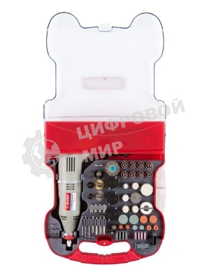 Прямошлифовальная машина (гравер) Зубр Гравер ЗГ-130ЭК H172 электрический с набором мини-насадок в кейсе, 172 предмета