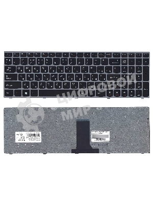 Клавиатура для ноутбука Lenovo IdeaPad B5400 M5400 черная с серебристой рамкой