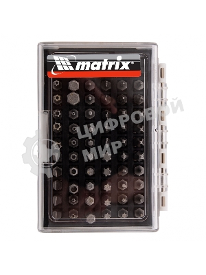 Набор бит Matrix с магнитным держателем, CrV, 61шт