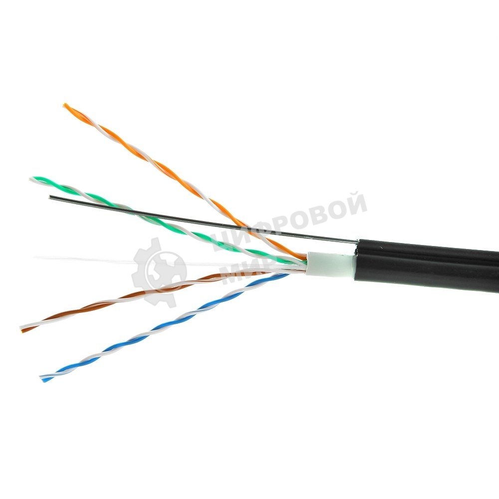Кабель Cablexpert UPC-5051E-4-CU-OUTR/100, UTP outdoor 4x2x0.51 на тросу, медный, кат.5e, однож., 100м, box, черный