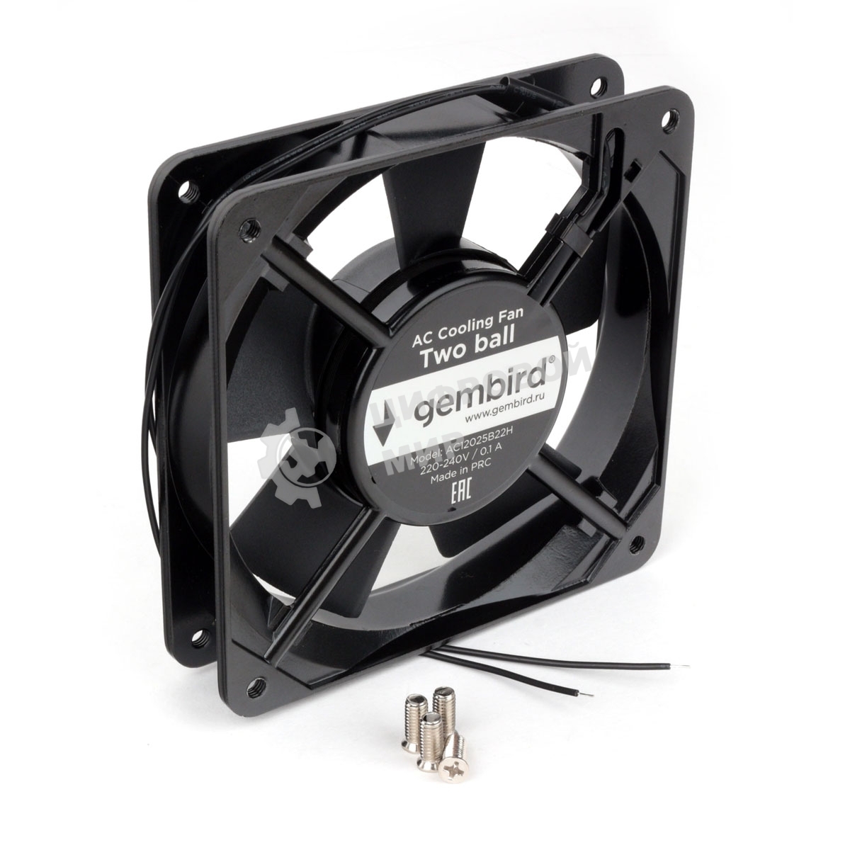Вентилятор для корпуса Gembird черный, 120 мм, 2100 об/мин, 37.5 дБ, 2 pin