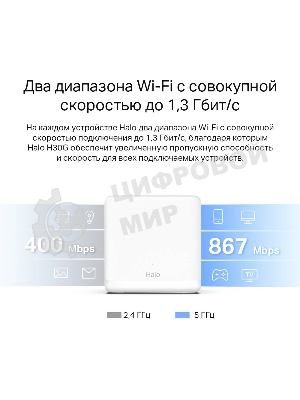 Бесшовный Mesh роутер Mercusys Halo H30G(2-pack) AC1300 10/100/1000BASE-TX