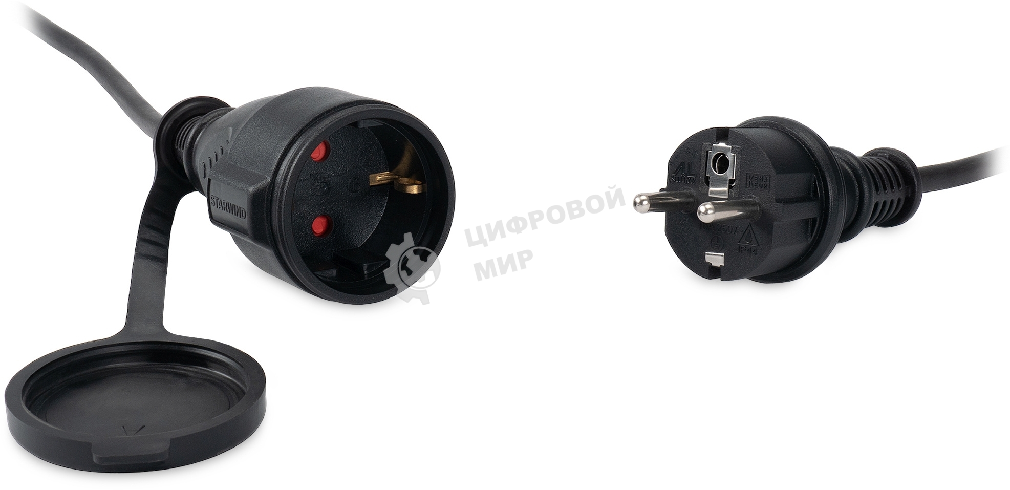Удлинитель силовой Starwind ST-PS1.20/FRB-16 3x1.0 кв.мм 1 розет. 20 м КГ 16A без катушки черный