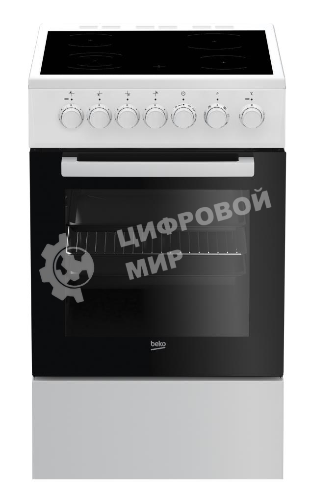 Плита электрическая Beko FSE57110GW белый, конфорок 4 шт, духовка 55 л, гриль, 50 см x 85 см x 60 см