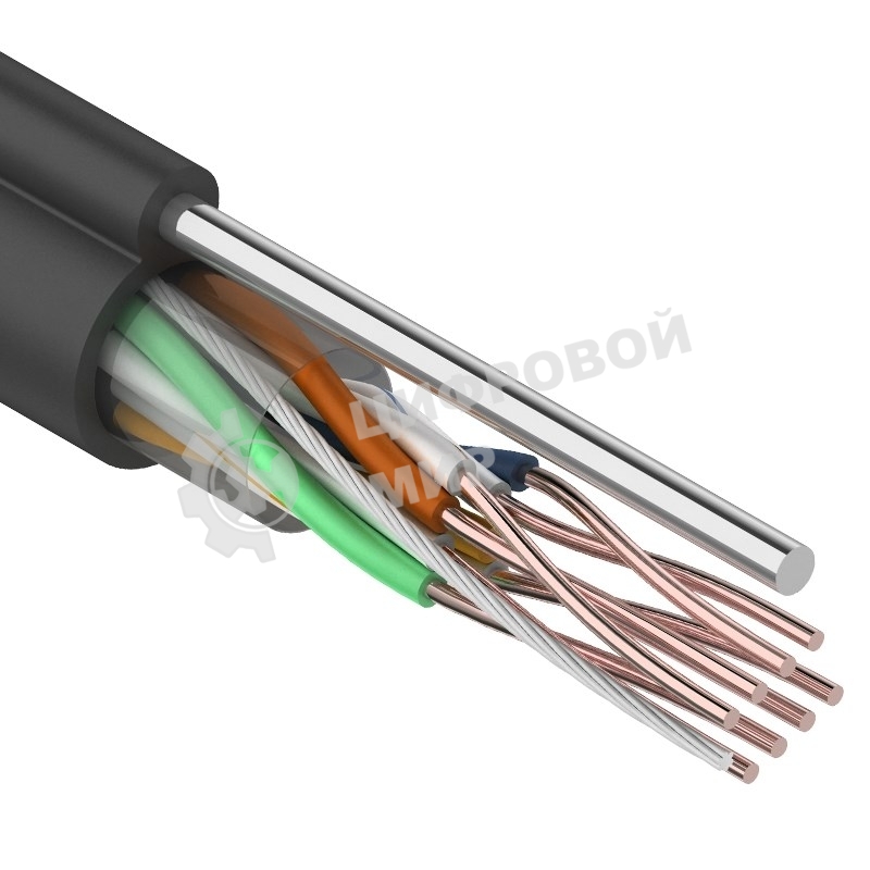 Кабель витая пара Rexant UTP 4PR 24AWG, cat.5e наружный (OUTDOOR) + ТРОС*1 (бухта 305 м)