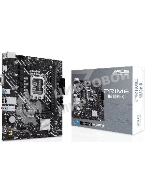 Материнская плата ASUS PRIME H610M-K, LGA 1700, Intel H610, 2xDDR5, 4xSATA, 1xM.2, 1xPCIe 4.0 x16, 1x1Gb LAN, 2xUSB-A 3.2 Gen 1, 4xUSB-A 2.0, 1xHDMI, 1xVGA, 3x3.5 мм, 1xRS-232, 7.1, mATX