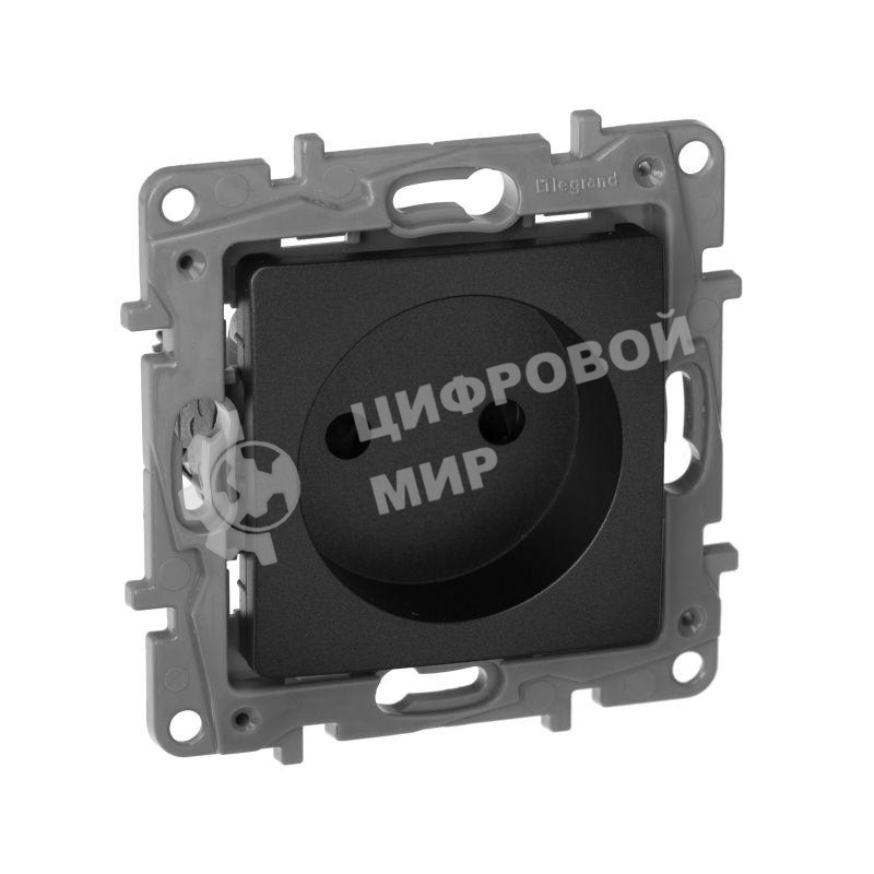 Розетка 2К на винтах, защ. шт., антрацит ETIKA