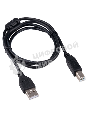 Кабель USB2.0 Cablexpert CCF-USB2-AMBM-1M, AM/BM, медь, двойн.экран, фер.кольцо, Pro, 1м, черный, пакет