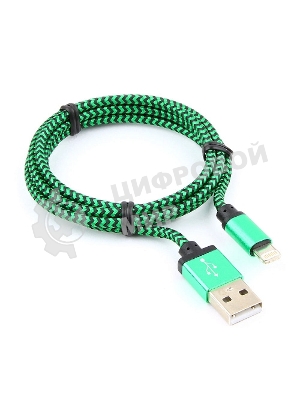 Кабель Gembird USB 2.0 Cablexpert AM/Lightning 8P, 1м, нейлоновая оплетка, алюминиевые разъемы, зеленый, пакет
