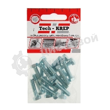 Болт М6х25 с шестигранной головкой цинк. DIN 933 (уп. 18 шт) класс прочности 8.8. пакет Tech-Krep 102958