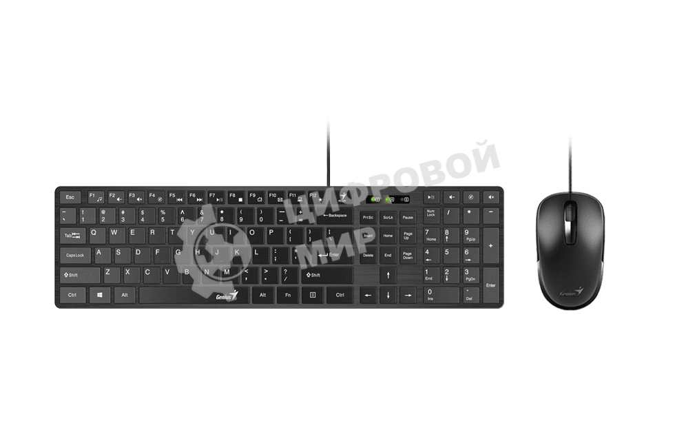 Комплект клавиатура+мышь Genius SlimStar C126 проводной, USB, 1000 DPI, чёрный