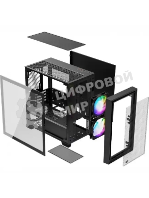 Компьютерный корпус без блока питания PCCooler C3D310 BK ARGB, Mini-Tower, TG, Mesh, 2x120мм ARGB, 2xUSB-A 3.0, mATX, mITX черный