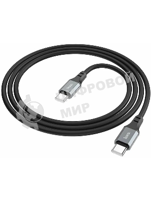 Кабель USB2.0 Hoco Type-C/Type-C, 3А, 60Вт, силиконовая оплетка, X86, 1м, черный, коробка