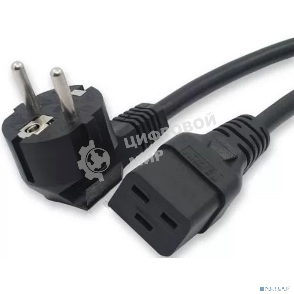 Кабель питания Filum ПВС-АП 3x1.5 CEE 7/7(Schuko) угловая - C19, 220/250В, 16А, чёрный, 3м