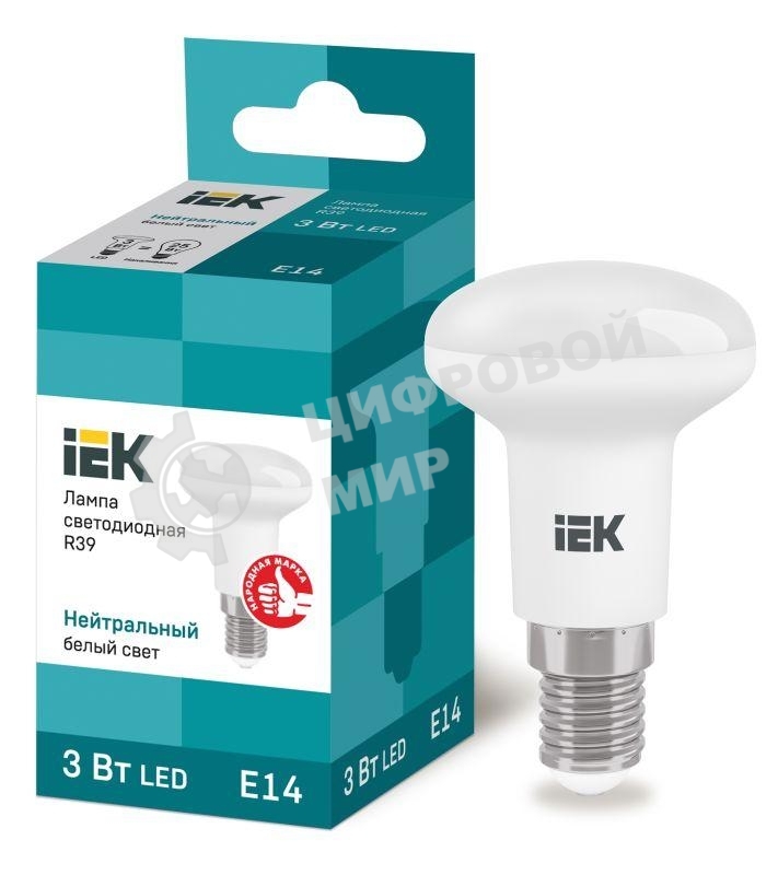 Лампа светодиодная IEK LLE-R39-3-230-40-E14 ECO R39 3Вт 4000К белый E14 270лм 230-240В