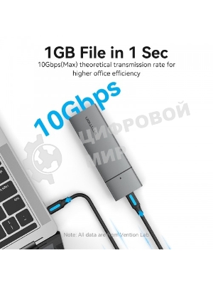Корпус для SSD Vention USB 3.1 Gen 2-C M.2 NVMe Серый