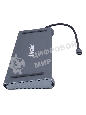 Концентратор USB Type-C Gembird UHB-D6, 12в1: 2xUSB3.1, USB2.0, RJ45, Type-C PD87W, Jack 3.5, SD/TF, 2xHDMI, VGA, Type-C, кабель 23см, алюминий