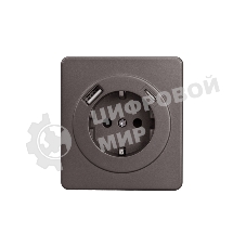 Розетка Kranz ROUND 1-ая с/з с/у з/ш 16А с USB A+C быстрой зарядки 5В/3А титан